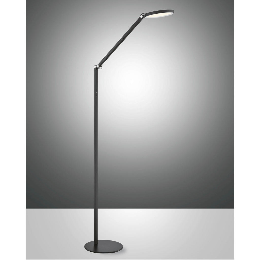 Thumbnail - Fabas Luce Led-Stehleuchte Regina, Schwarz, Metall, Kunststoff, 22x160x60 cm, Flexarm, Farbtemperaturwechsler, Lampen & ...