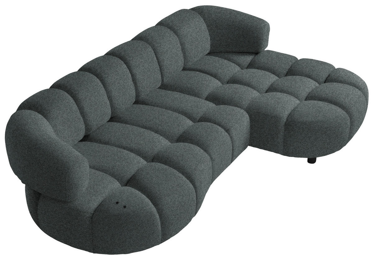 ECKSOFA Dunkelgrau Webstoff  - Dunkelgrau/Schwarz, Design, Holz/Textil (284/183cm) - Welnova