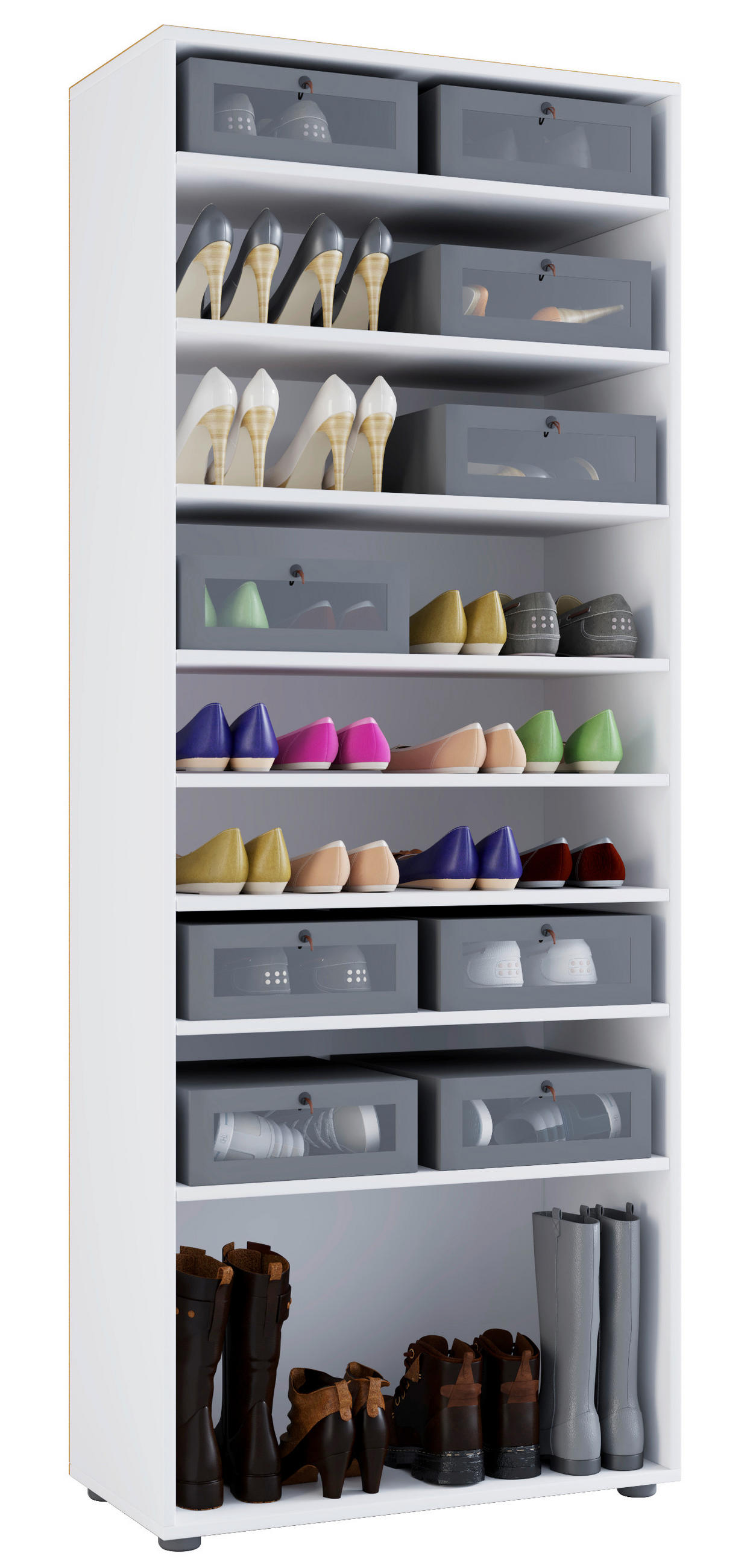 SCHUHSCHRANK Weiß  - Weiß, Design, Holzwerkstoff (71/180/37cm) - MID.YOU