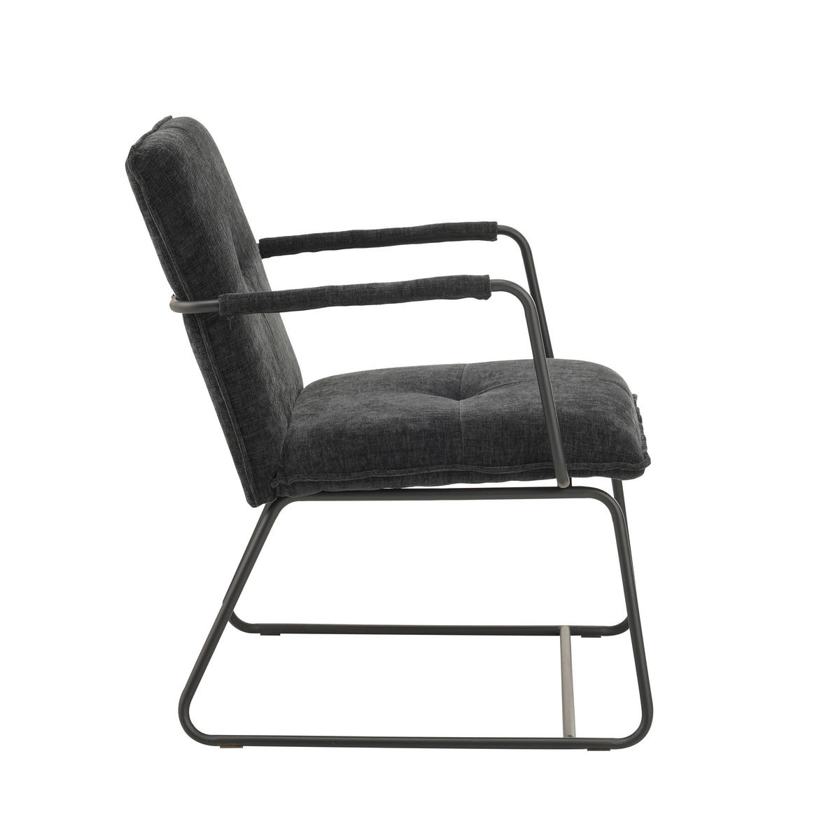SESSEL in Chenille Schwarz  - Schwarz, MODERN, Textil/Metall (65/80/68cm) - MID.YOU