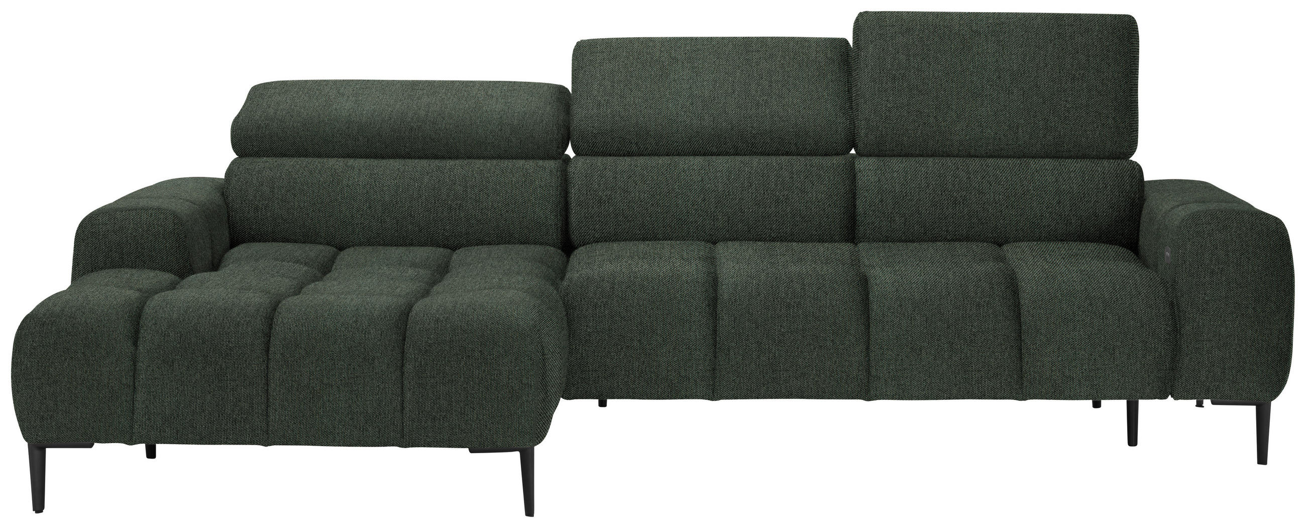 ECKSOFA in Webstoff Dunkelgrün  - Dunkelgrün/Schwarz, Design, Textil/Metall (177/270cm) - Welnova