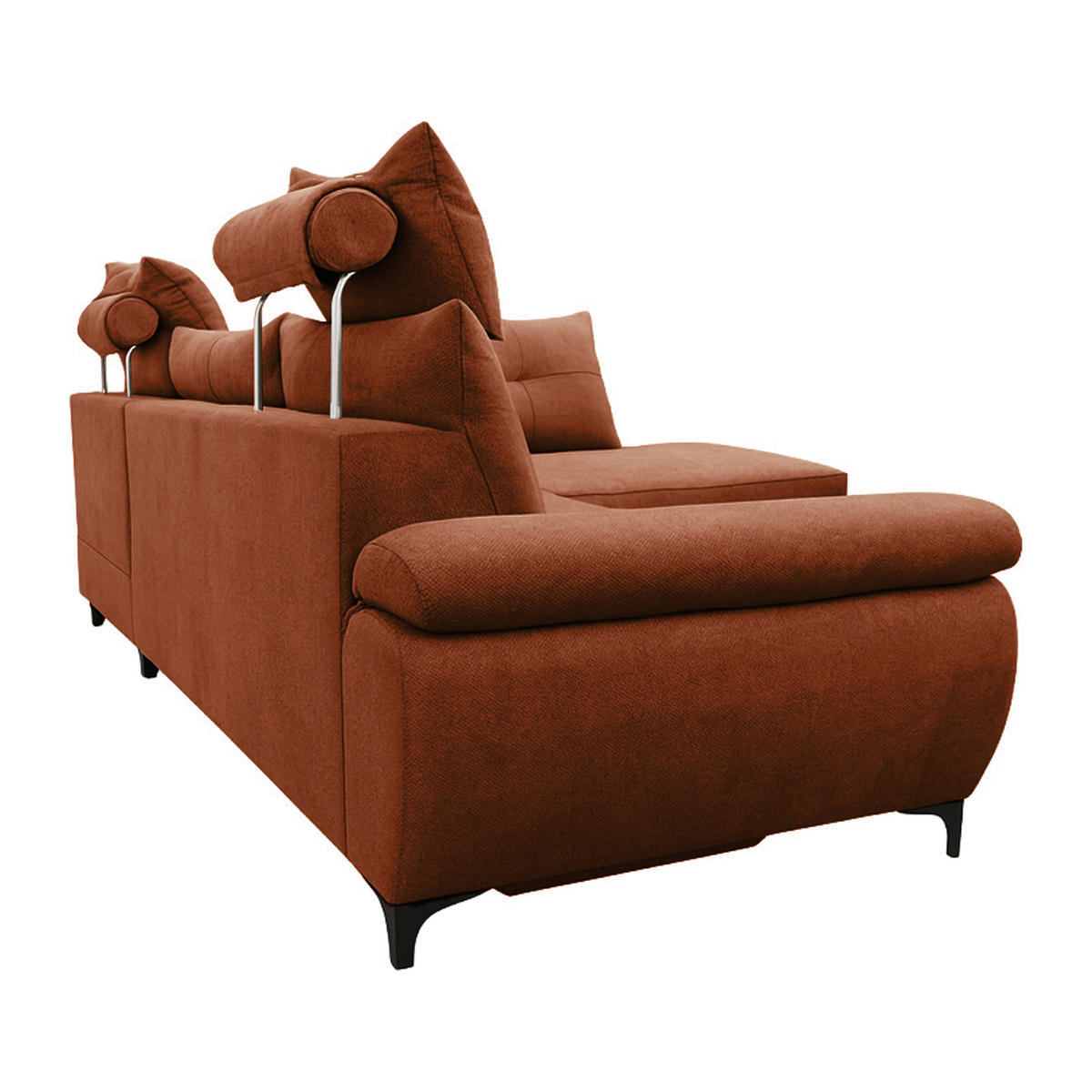 ECKSOFA SOLEI Rot Chenille Zierkissen, Bettkasten, Kopfstütze  - Rot/Schwarz, Design, Kunststoff/Textil (265/203cm) - MID.YOU