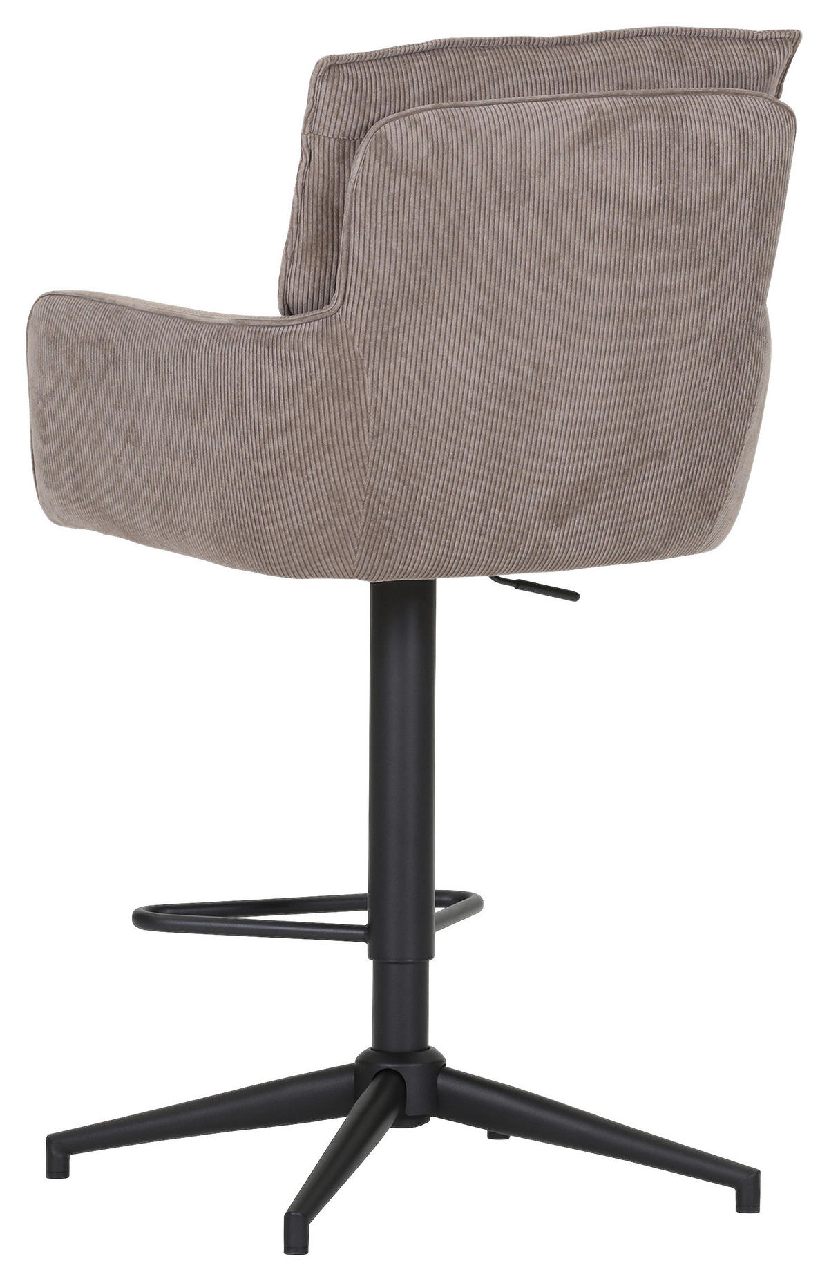 BARHOCKER Cord Braun Stoffauswahl, Sitzfläche 360° drehbar  - Schwarz/Braun, Design, Textil/Metall (54/98-120/58cm) - Novel