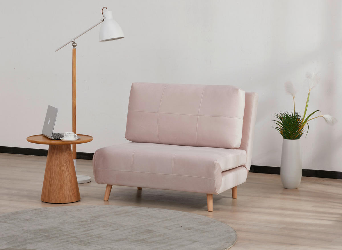 SCHLAFSESSEL Samt Rosa    - Naturfarben/Rosa, Design, Holz/Textil (100/82/91cm) - Ti'me