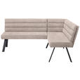 ECKBANK 175/140 cm beflockt Braun, Schwarz   - Schwarz/Braun, Design, Textil/Metall (175/140cm) - Cantus