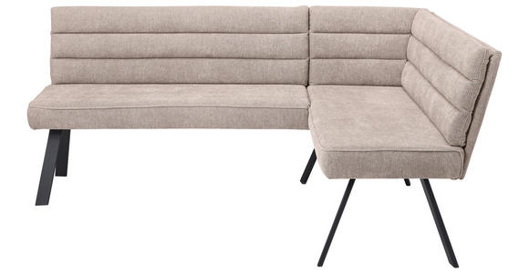 ECKBANK 175/140 cm beflockt Braun, Schwarz   - Schwarz/Braun, Design, Textil/Metall (175/140cm) - Cantus