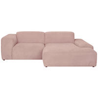 ECKSOFA HANNAH Rosa Cord  - Schwarz/Rosa, Design, Kunststoff/Textil (252/170cm) - MID.YOU