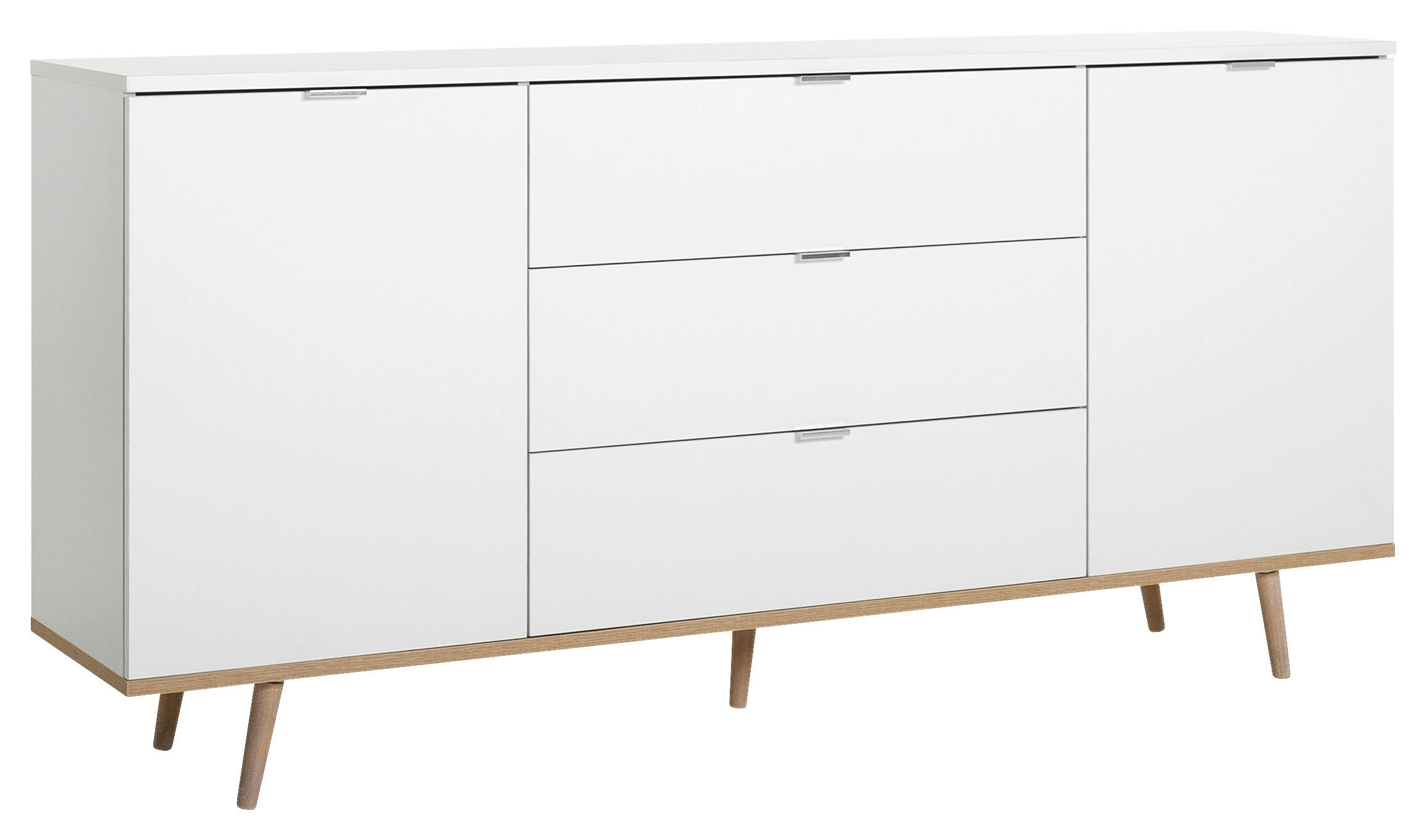 SIDEBOARD Weiß, Sonoma Eiche - Alufarben/Weiß, KONVENTIONELL, Holz/Holzwerkstoff (180/87/40cm) - MID.YOU