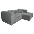 ECKSOFA Dunkelgrau Cord Zierkissen, Rücken echt  - Dunkelgrau/Schwarz, KONVENTIONELL, Kunststoff/Textil (250/162cm) - Carryhome