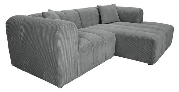 ECKSOFA Dunkelgrau Cord Zierkissen, Rücken echt  - Dunkelgrau/Schwarz, KONVENTIONELL, Kunststoff/Textil (250/162cm) - Carryhome