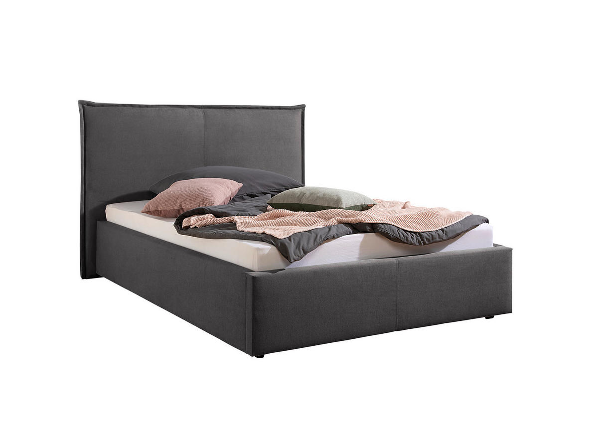 POLSTERBETT 140/200 cm,  in Anthrazit,  - Anthrazit/Schwarz, MODERN, Kunststoff/Textil (140/200cm) - Livetastic