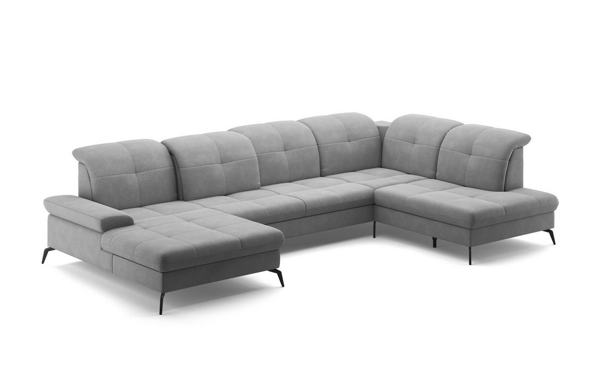 WOHNLANDSCHAFT in Flachgewebe Grau  - Schwarz/Grau, Konventionell, Textil/Metall (185/357/231cm) - Sit & More