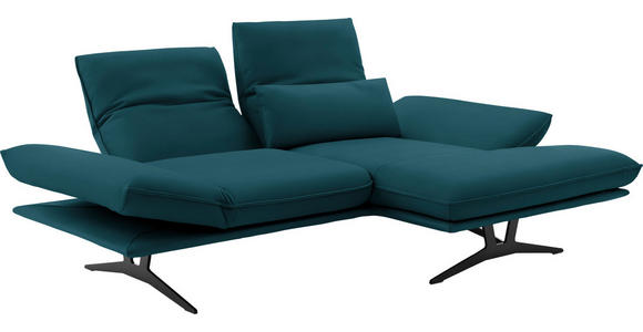 ECKSOFA in Echtleder Petrol  - Petrol/Schwarz, Design, Leder/Metall (210/130cm) - Dieter Knoll