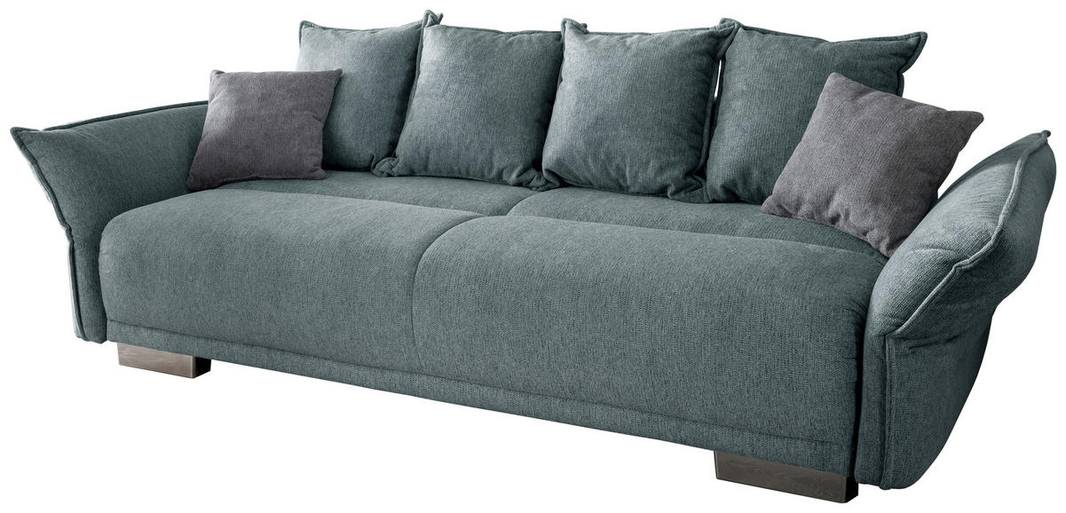 BIGSOFA in Chenille Mintgrün  - Chromfarben/Silberfarben, Modern, Kunststoff/Textil (242/71/90/131cm) - Livetastic