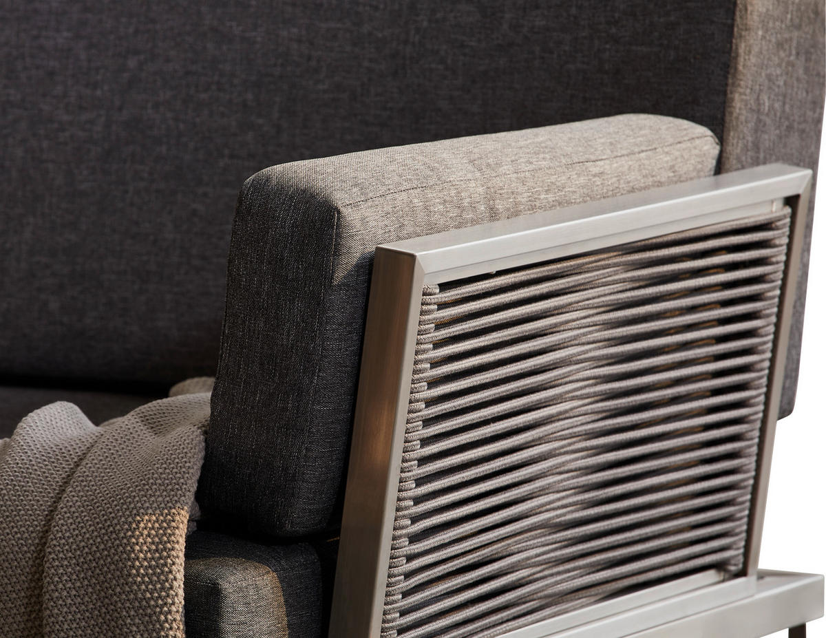 LOUNGEGARNITUR 3-teilig   280/75/217 cm Edelstahl  - Edelstahlfarben/Dunkelgrau, Design, Textil/Metall (280/75/217cm) - Amatio