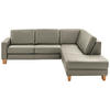 ECKSOFA in Echtleder Grau  - Eiche Bianco/Grau, Konventionell, Leder/Holz (257/235cm) - Valdera