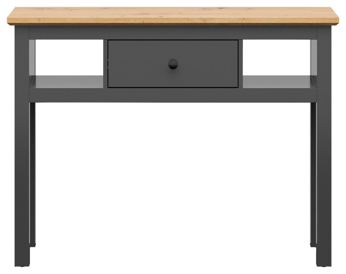 KONSOLENTISCH Graphitfarben, Eiche Artisan  - Graphitfarben/Eiche Artisan, Design, Holzwerkstoff (114/41/86cm)