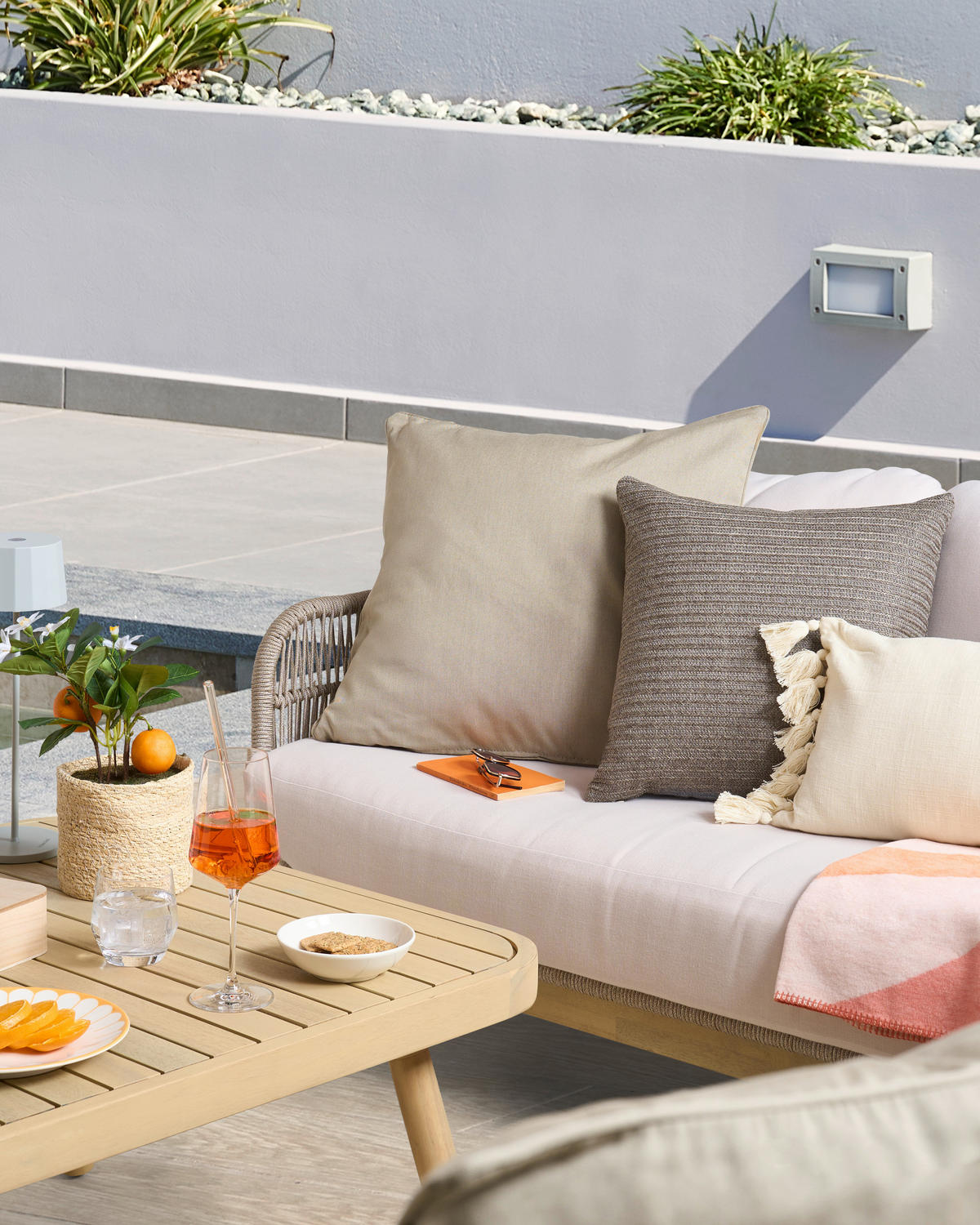 LOUNGEGRUPP 230/241 cm akacia massiv aluminium  - beige/akaciefärgad, Natur, metall/trä (230/241cm) - Ambia Garden