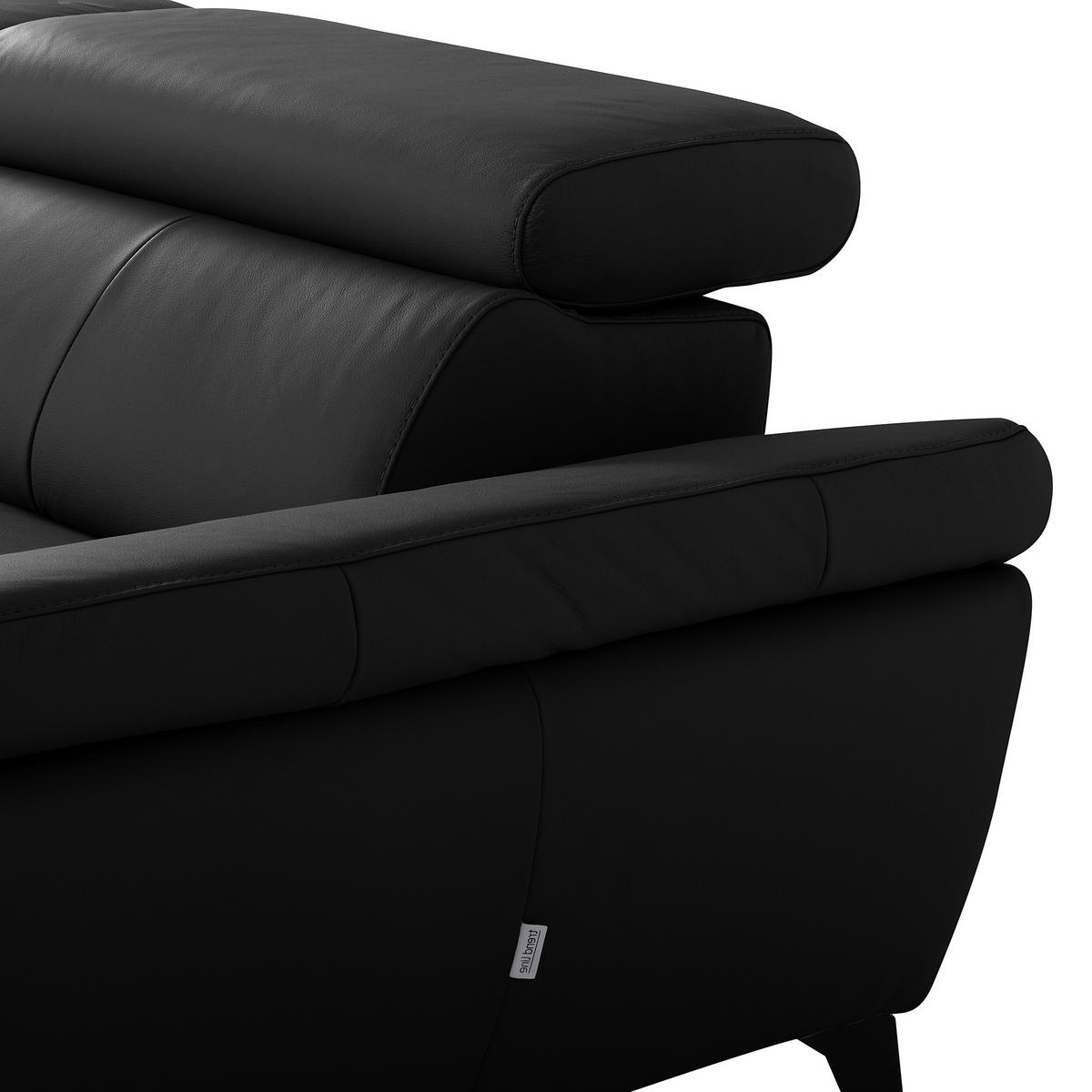 ECKSOFA  in Lederlook Echtleder Schwarz  252/179 cm  - Schwarz, Design, Leder/Textil (252/179cm) - Livetastic