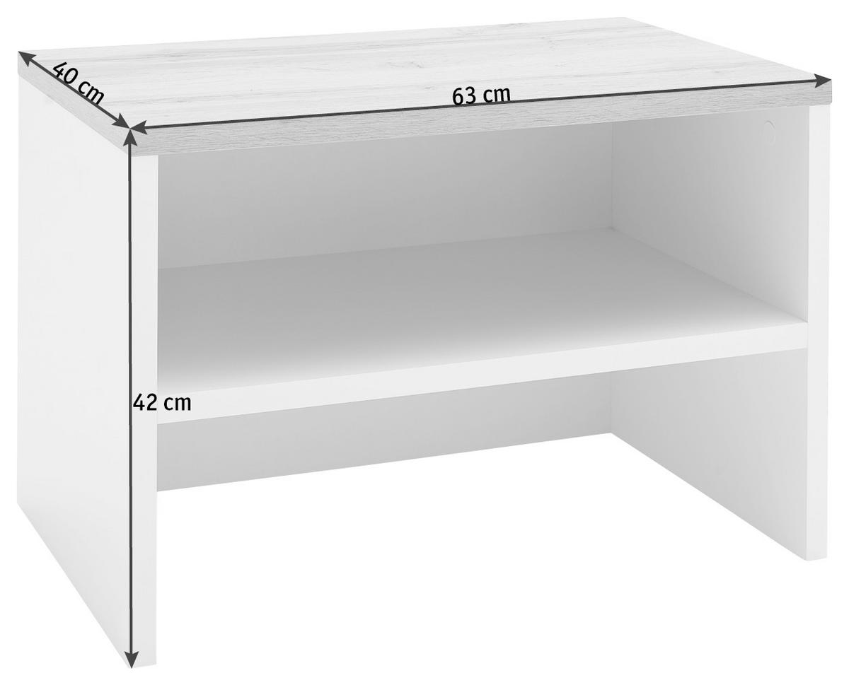 LAVICA DO PREDSIENE, biela, farba duba, 63/42/40 cm - biela/farba duba, Design, kompozitné drevo (63/42/40cm) - Carryhome