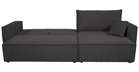 ECKSOFA inkl. Funktionen Dunkelgrau Cord  - Dunkelgrau/Schwarz, Design, Textil (267/141cm) - Xora