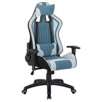 GAMING STOL kovina, umetna masa, tekstil črna, svetlo siva, svetlo modra  - svetlo modra/črna, Design, kovina/umetna masa (68/120-130/57cm) - Hom`in