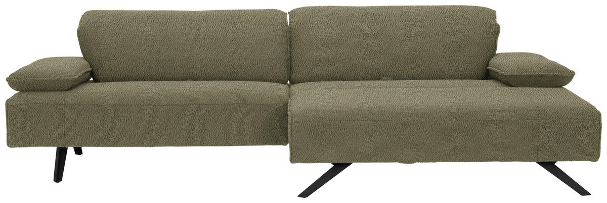 ECKSOFA in Flachgewebe Olivgrün  - Anthrazit/Olivgrün, Design, Textil/Metall (280/165cm) - Johann Jakob