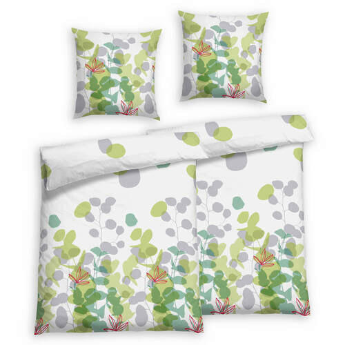 BETTWÄSCHE 4-teilig Seersucker 135/200 cm  - Grün, Design, Textil (135/200cm) - Florella