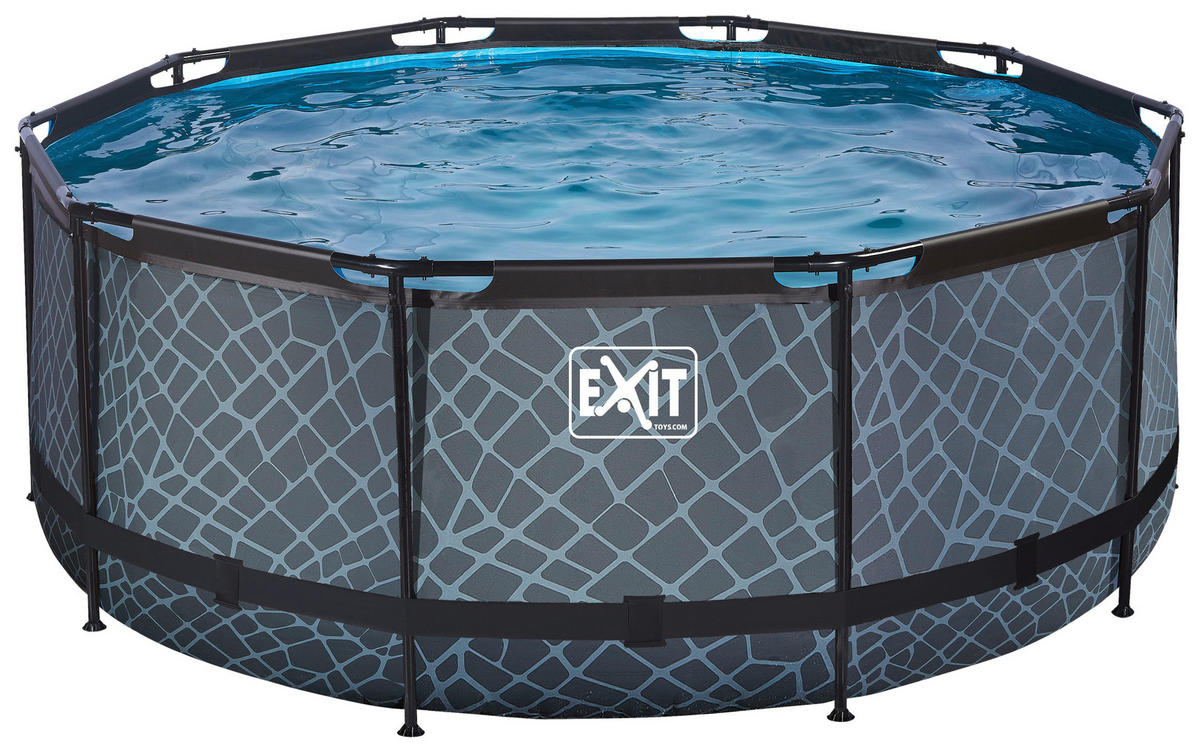 EXIT POOL STONE 360X122 360/122 cm  - Grau, KONVENTIONELL, Metall (360/122cm) - EXIT Toys