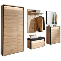GARDEROBE 5-teilig  in 266/200/38 cm  - Schwarz/Eiche Artisan, KONVENTIONELL, Glas/Holzwerkstoff (266/200/38cm) - Voleo
