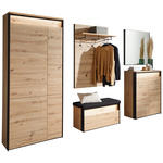 GARDEROBE 5-teilig  in 266/200/38 cm  - Schwarz/Eiche Artisan, KONVENTIONELL, Glas/Holzwerkstoff (266/200/38cm) - Voleo