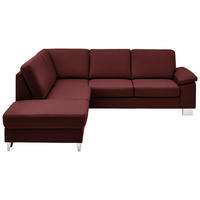ECKSOFA  in Echtleder Brombeere  235/248 cm  - Brombeere/Alufarben, Design, Leder/Metall (235/248cm) - Beldomo Premium