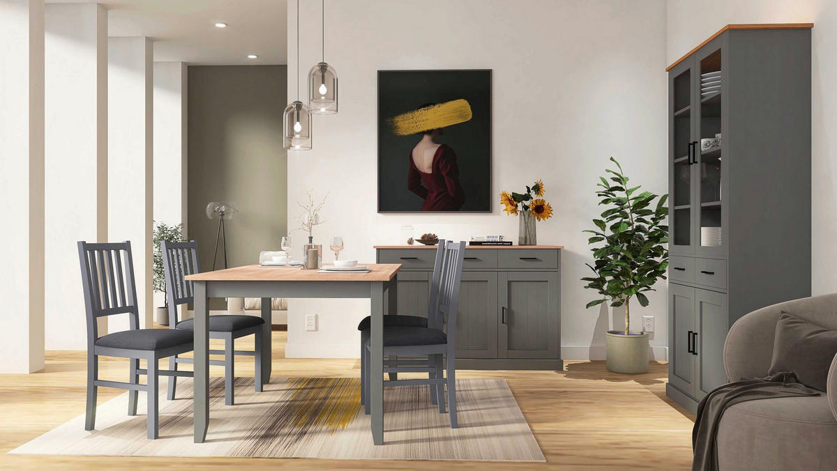 VITRINA 90/190/38 cm   - siva/crna, Moderno, staklo/drvni materijal (90/190/38cm)