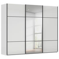 SCHWEBETÜRENSCHRANK in Grau, Weiss  - Weiss/Schwarz, Konventionell, Glas/Holzwerkstoff (242/223/68cm) - Novel