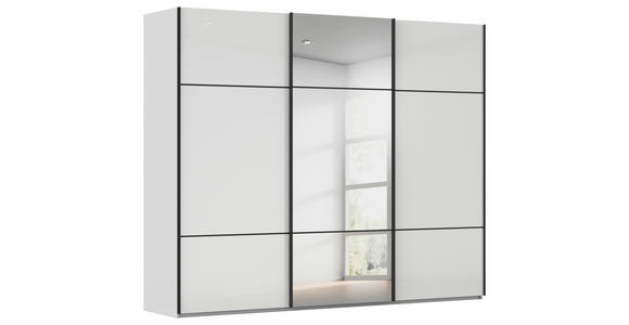 SCHWEBETÜRENSCHRANK 301/223/68 cm 3-türig Grau, Weiß - Schwarz/Weiß, KONVENTIONELL, Glas/Holzwerkstoff (301/223/68cm) - Novel