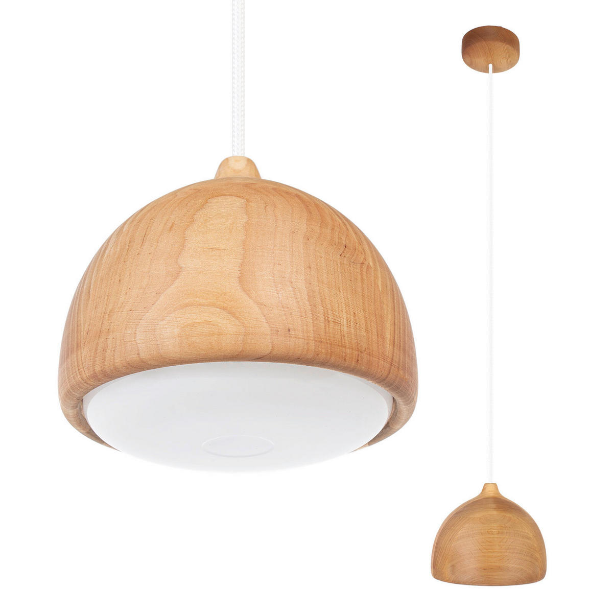 HÄNGELEUCHTE Acorn 17.5/90-140 cm  - Erlefarben/Weiß, Natur, Holz (17.5/90-140cm)