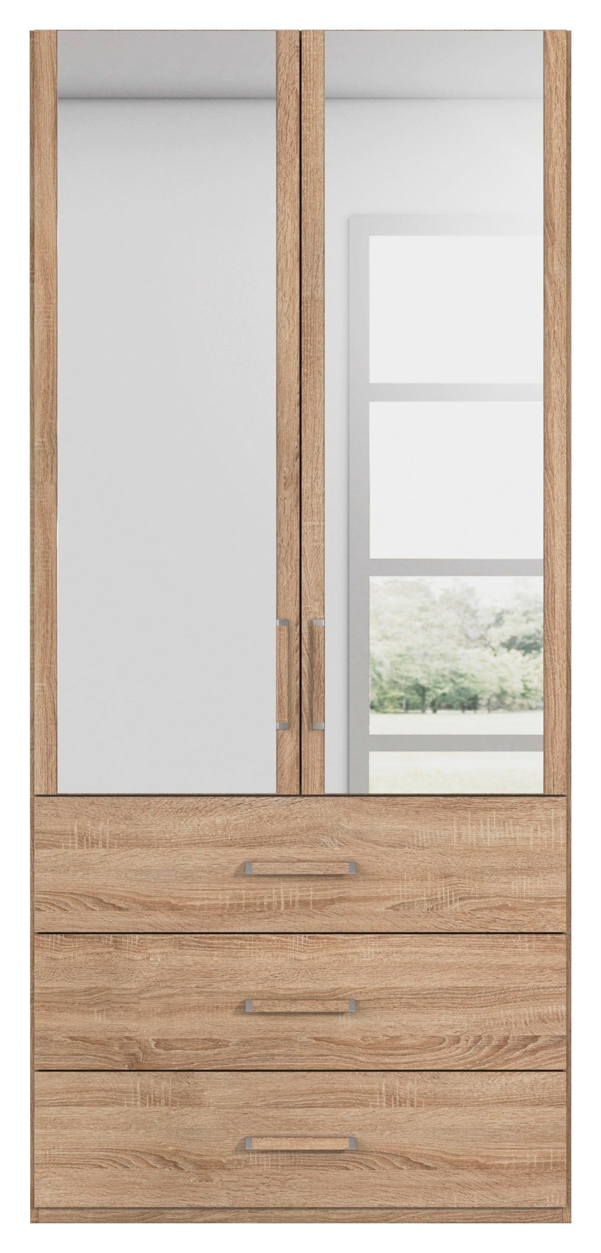 DREHTÜRENSCHRANK 101/223/60 cm 2-türig Sonoma Eiche  - Sonoma Eiche, Design, Glas/Holzwerkstoff (101/223/60cm) - Novel