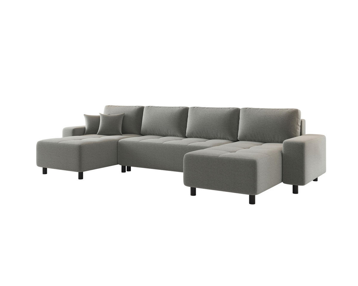 WOHNLANDSCHAFT  in Jacquard Grau  - Schwarz/Grau, MODERN, Kunststoff/Textil (144/318/144cm) - Carryhome