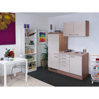 KÜCHENBLOCK 160 cm   in Kaschmir  - Kaschmir/Edelstahlfarben, MODERN, Holzwerkstoff/Metall (160cm) - FlexWell