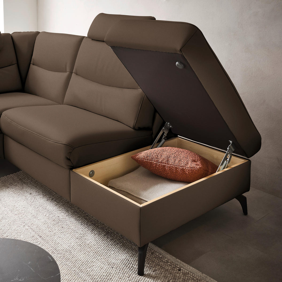 ECKSOFA  in Echtleder Braun  280/249 cm  - Anthrazit/Braun, Design, Leder/Metall (280/249cm) - Himolla Komfortklass