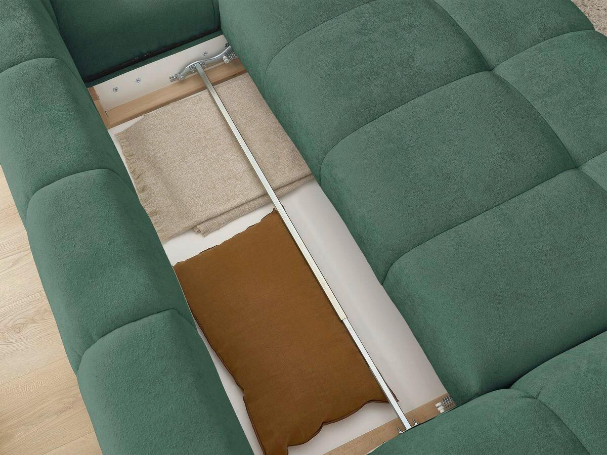 ECKSCHLAFSOFA EVEREST  mit Rücken echt, Armteil links, Armteil rechts Struktur Grün  - Schwarz/Grün, MODERN, Kunststoff/Textil (318/180cm) - Livetastic