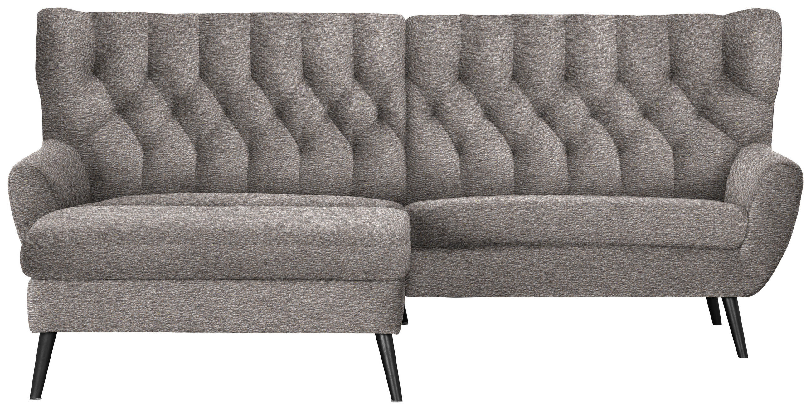 ECKSOFA  in Webstoff Taupe Rücken echt  165/237 cm  - Taupe/Schwarz, Design, Holz/Textil (165/237cm) - Stylife