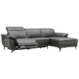ECKSOFA inkl. Funktionen Ronald Schwarz Echtleder, Kombination Echtleder/Lederlook Lederlook  - Schwarz, Design, Leder/Kunststoff (269/164cm) - Xora