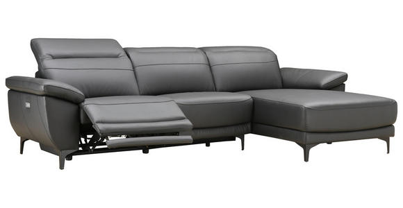 ECKSOFA inkl. Funktionen Ronald Schwarz Echtleder, Kombination Echtleder/Lederlook Lederlook  - Schwarz, Design, Leder/Kunststoff (269/164cm) - Xora