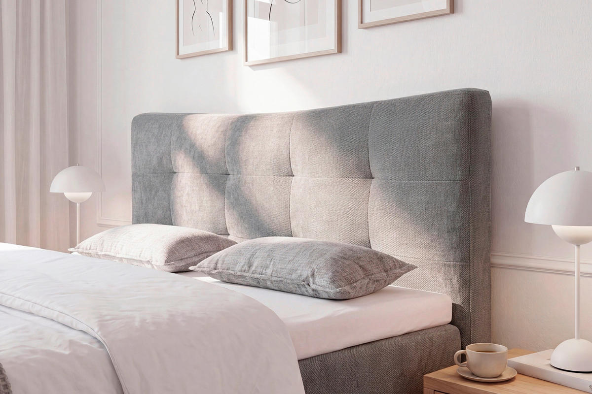 BOXSPRINGBETT 180/200 cm,  in Dunkelgrau, gepolstertes Kopfteil, motorische Verstellbarkeit, Matratzen, H3 + H4 = fest + sehr fest  - Dunkelgrau/Schwarz, Design, Textil (180/200cm) - Novel