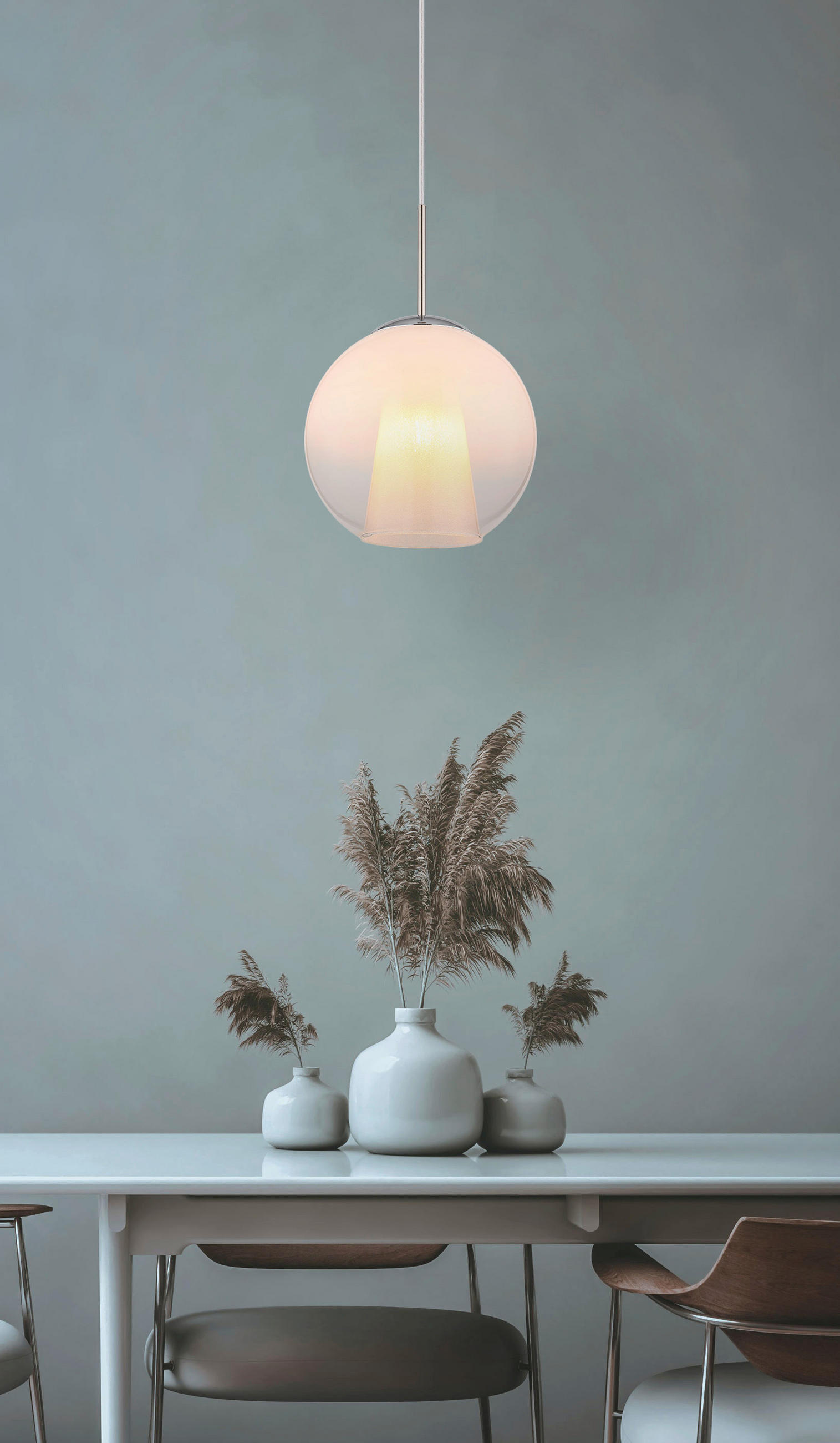HÄNGELEUCHTE 25/120 cm  - Klar/Chromfarben, Basics, Glas/Kunststoff (25/120cm) - Globo