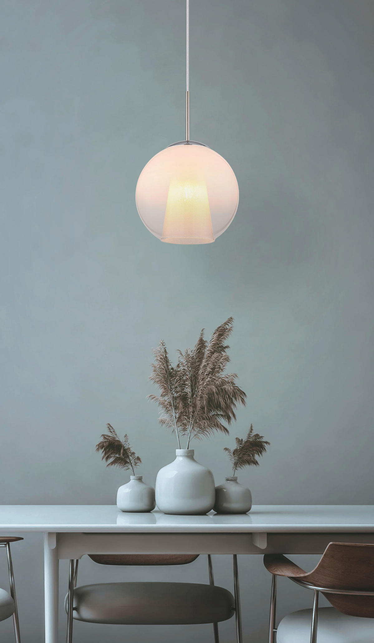 HÄNGELEUCHTE 25/120 cm    - Klar/Chromfarben, Basics, Glas/Kunststoff (25/120cm) - Globo