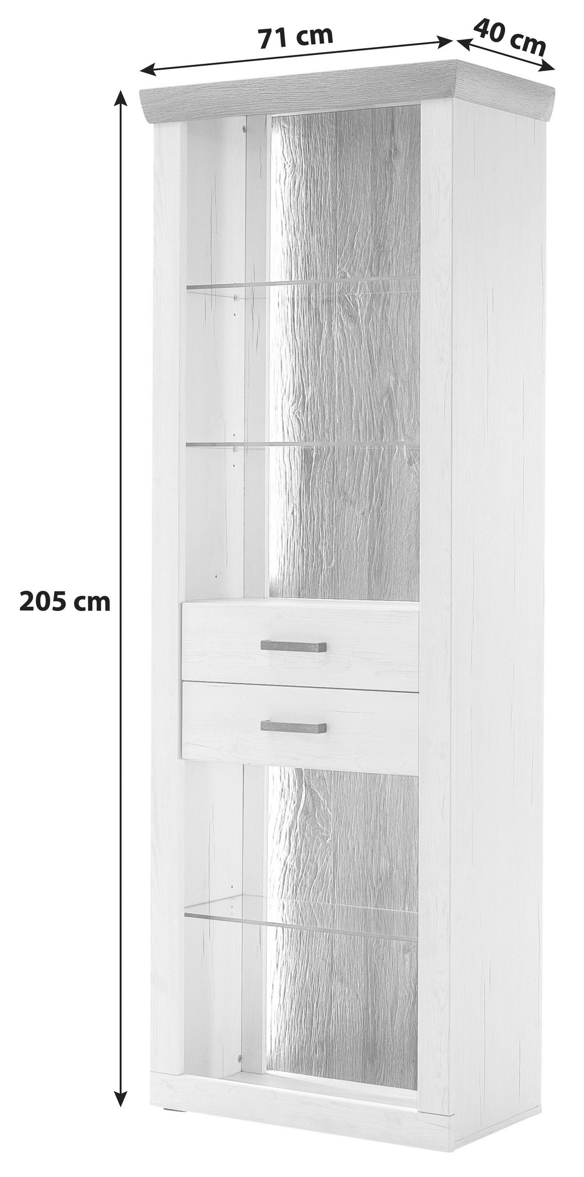 VITRINE in Eichefarben, Pinienfarben  - Eichefarben/Graphitfarben, Design, Glas/Holzwerkstoff (71/205/40cm) - MID.YOU