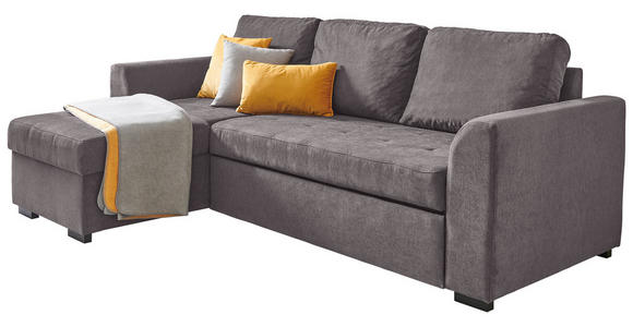 ECKSOFA in Webstoff Dunkelgrau  - Dunkelgrau/Schwarz, Design, Kunststoff/Textil (155/243cm) - Xora