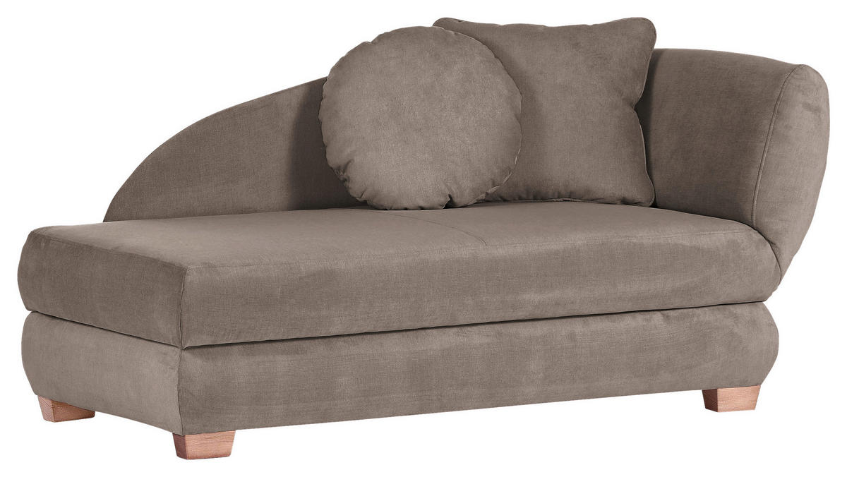 RÉCAMIERE Taupe Mikrofaser  - Taupe/Eichefarben, LIFESTYLE, Holz/Textil (176/85/88cm) - Xora